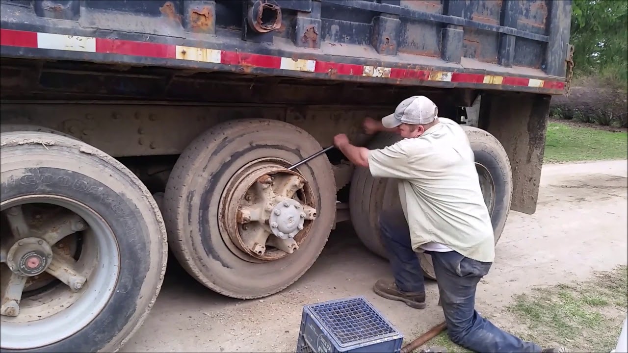 Autocar Construcktor Dump Truck Dayton Spoke Wheel Flat Tire YouTube
