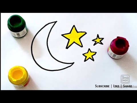 How to draw moon and stars for kids!!!!! - YouTube