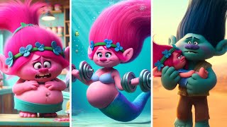 Poppy the mermaid and running exercise / Trolls 3 and Kung Fu panda 4 fantasy story (2024)