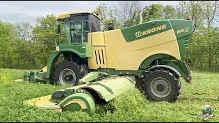 Mowing First Cutting Alfalfa with a Krone Big M 450