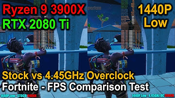 Fortnite - 3900X Stock vs 4.45Ghz Overclock - Side by Side Comparison + RTX 2080Ti