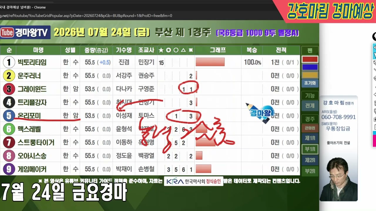 2026 년 7 월 24 일 금요경마예상