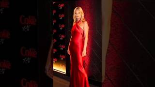 Kate Moss in a red satin gown as she launches new Diet Coke ad with a host of celebrity friends