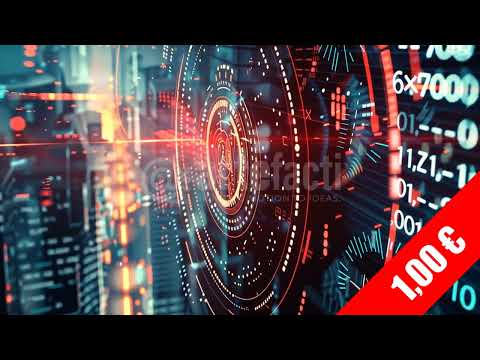 Red Tech HUD with Data Rings — Cyber Interface Stock Video (HD)