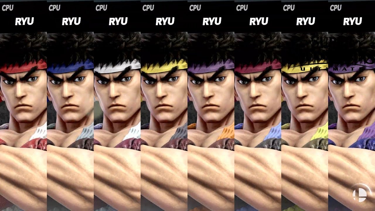 Super Smash Bros Ultimate All Ryu Costume Gameplay! YouTube