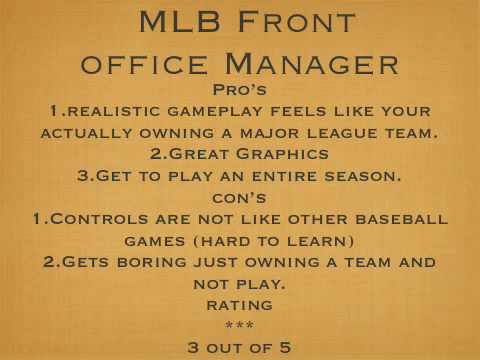 MLB Front Office Manager