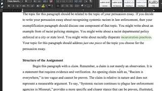 Exemplification Paragraph (Essay #5a)