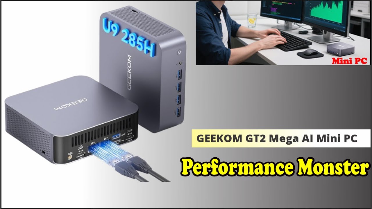 Mini PC GEEKOM GT2 Mega - Intel Core Ultra 9, 32 Go DDR5, 2 To SSD, Windows 11 Pro - Puissance IA, Gaming, Création - 8