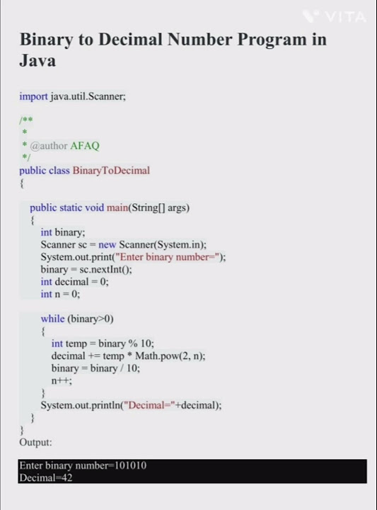 Binary to decimal number program in Java #java #coding - YouTube