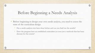 Week 3 Needs Analysis