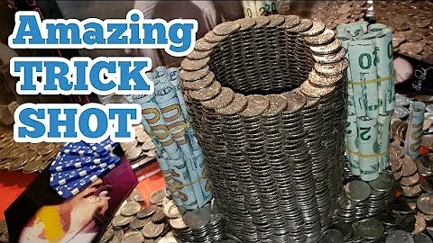 AMAZING TRICK SHOT ... Playing The High Limit Coin Pusher Jackpot WON MONEY ASMR