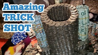 AMAZING TRICK SHOT ... Playing The High Limit Coin Pusher Jackpot WON MONEY ASMR screenshot 5