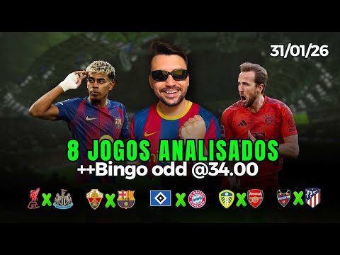 PALPITES E APOSTAS DE FUTEBOL PARA HOJE 31 01 2026 + BILHETE PRONTO (SÁBADO)