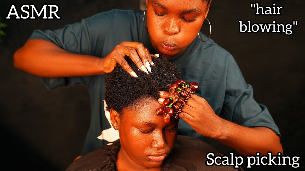 ASMR Long nails scalp picking,scratching,hair blowing and massage for good sleep and relaxation 