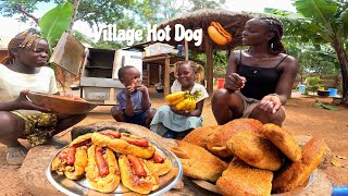 Making American HotDog 🌭 Baking Buns From Scratch with Charcoal Oven for My Village Family screenshot 2