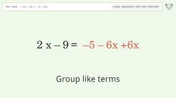 Solve -4x-9=-5-6x: Linear Equation Video Solution | Tiger Algebra