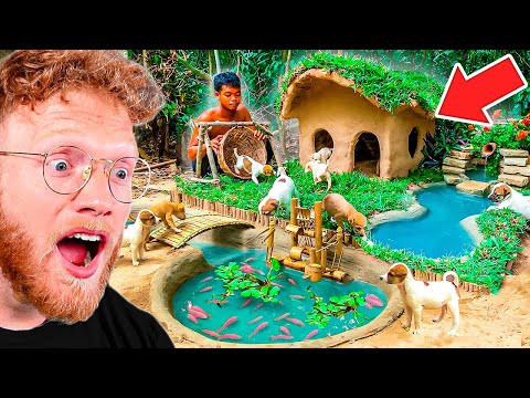 He Built A SECRET PUPPY HOME In The Forest!