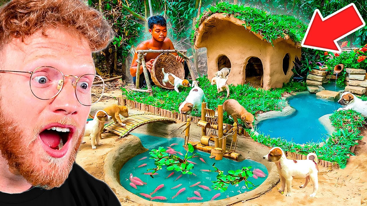 Он построил в лесу СЕКРЕТНЫЙ ДОМИК ДЛЯ ЩЕНКОВ!