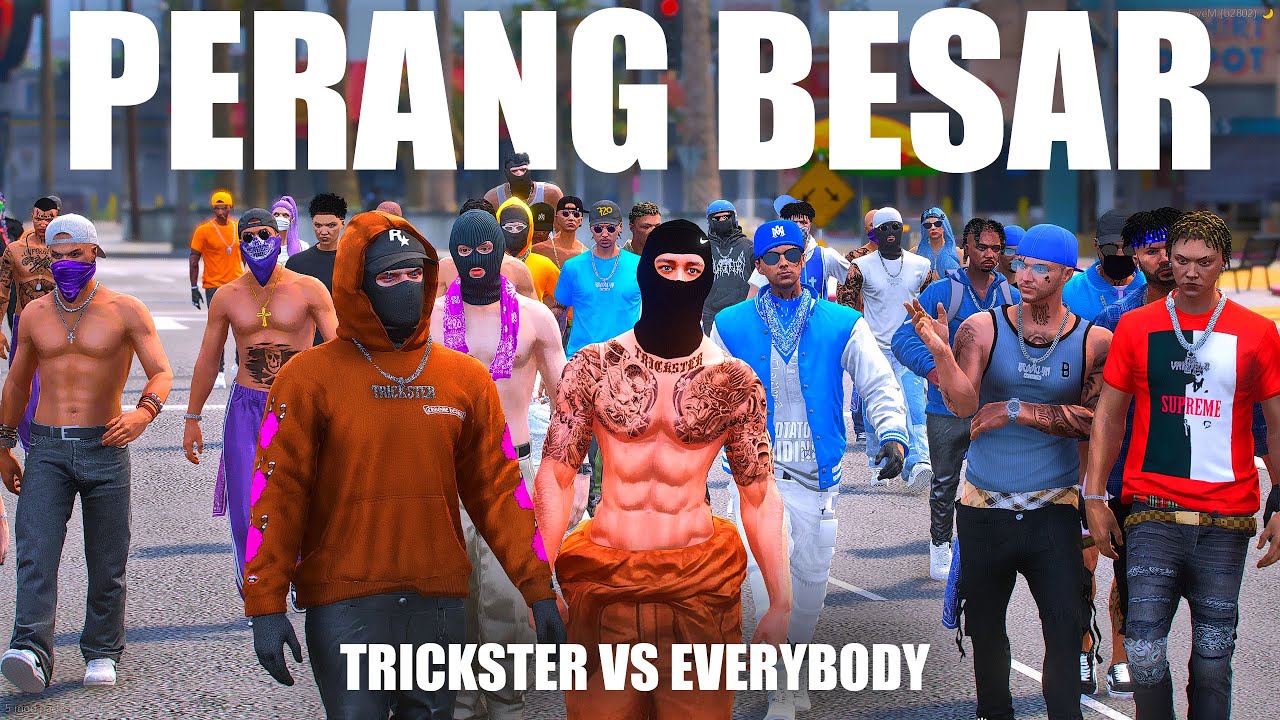 TRICKSTER DISERANG 5 GANGSTER KEI KETUA TRICKSTER TURUN PERANG BESAR ANTAR WILAYAH !! GTA 5 ROLEPLAY