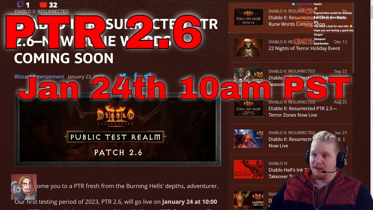 D2R 2.6 PTR News Update Launch Time (January 24th 10a.m. PST) YouTube