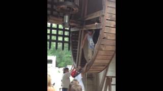 Raising the draw bridge at Newman's Castle