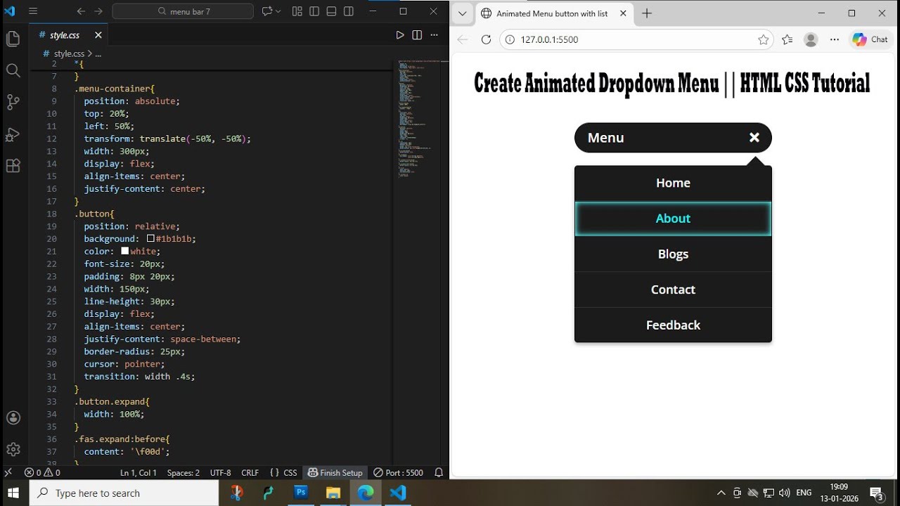 Create Animated Dropdown Menu || HTML CSS Tutorial || Animated Navigation Menu