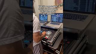 Teaching my student how to use 2 laptops, 1 in Serato DJ and 1 in Virtual DJ both in to DDJ SX3