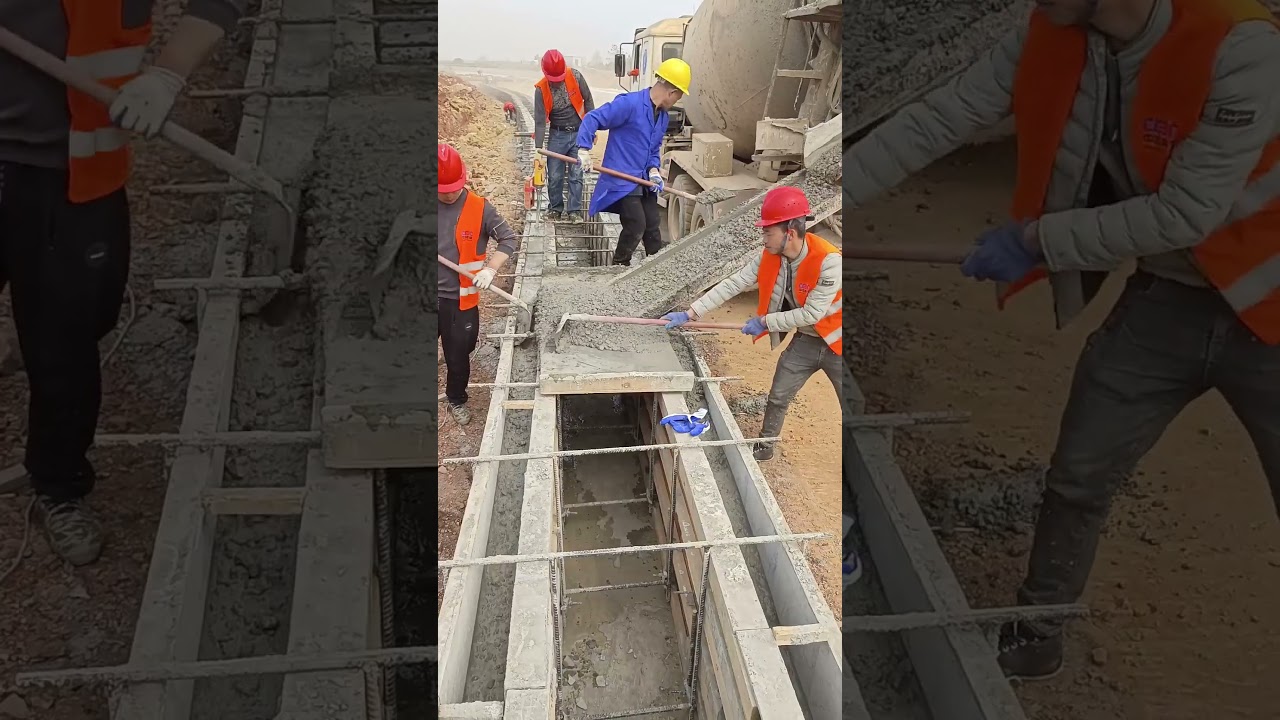 Pouring Concrete for Rural Construction | Hardworking Team on the Job Site
