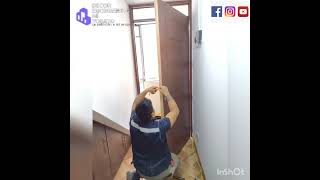 puerta principal de madera con cerradura de embutir de 3 golpes en acero inoxidable acabado brillant