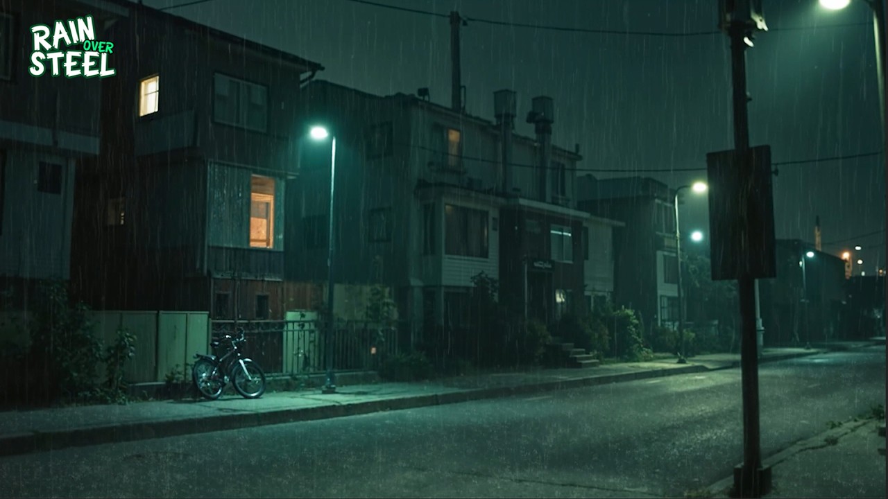 Heavy Rain on a Quiet Midnight Street | Relaxing Sounds for Sleep,  Study, Relaxing