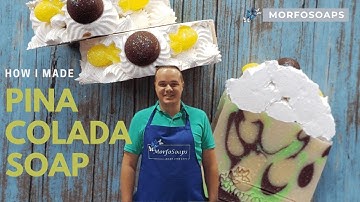 How I made Pina Colada Soap by Morfosoaps | summer drinks theme | cold process soap with piping