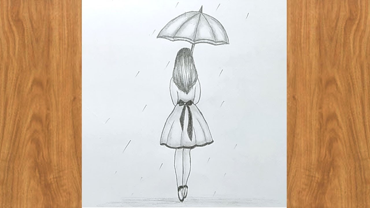 How to draw a girl with umbrella - step by step / Pencil Sketch Easy ...