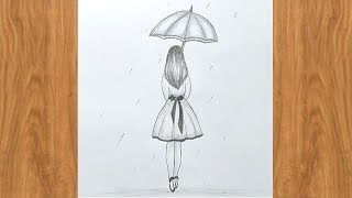 umbrella pencil drawing sketch draw step simple inspiration zimmerman