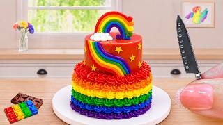 Mini Rainbow Buttercream Cake Recipe Satisfying Rainbow Chocolate Cake ASMR
