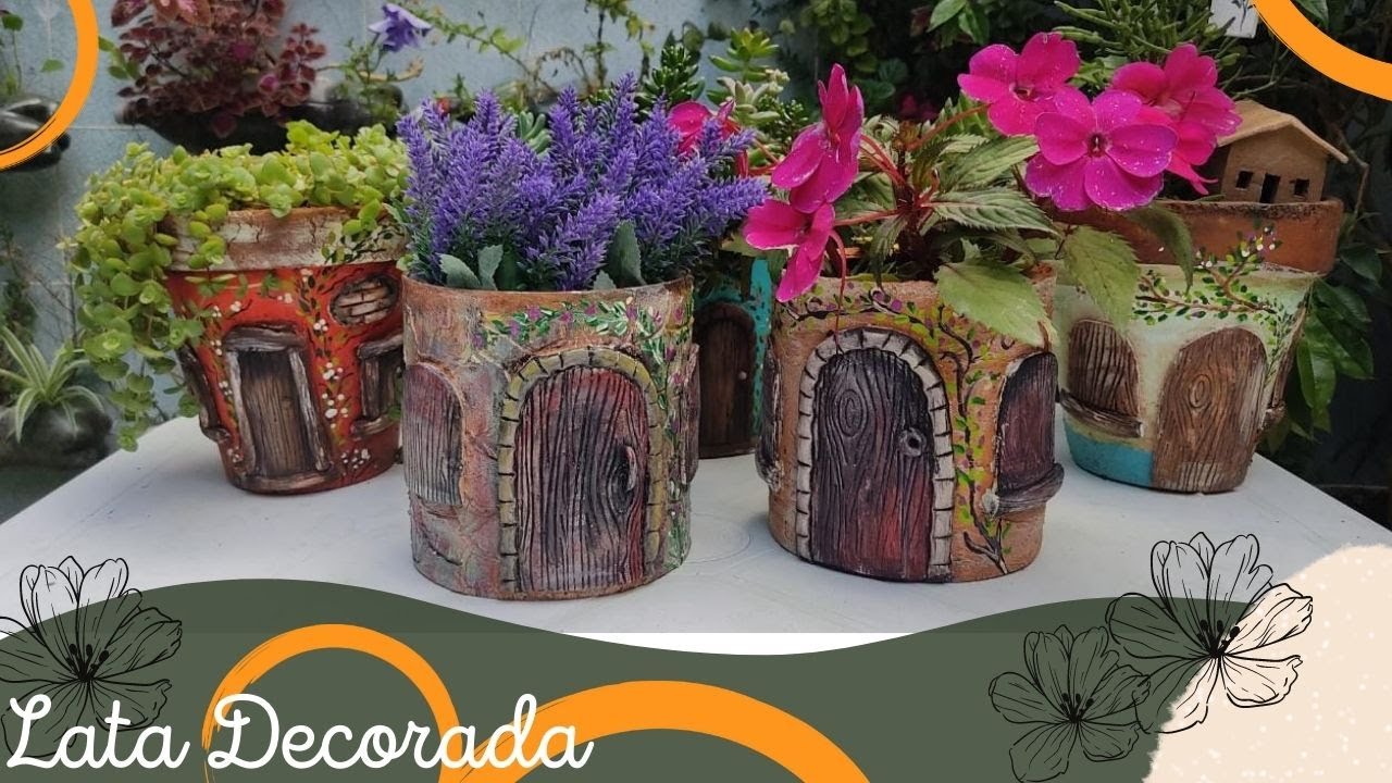 Lata Decorada / Jardim / Reciclagem / Diy