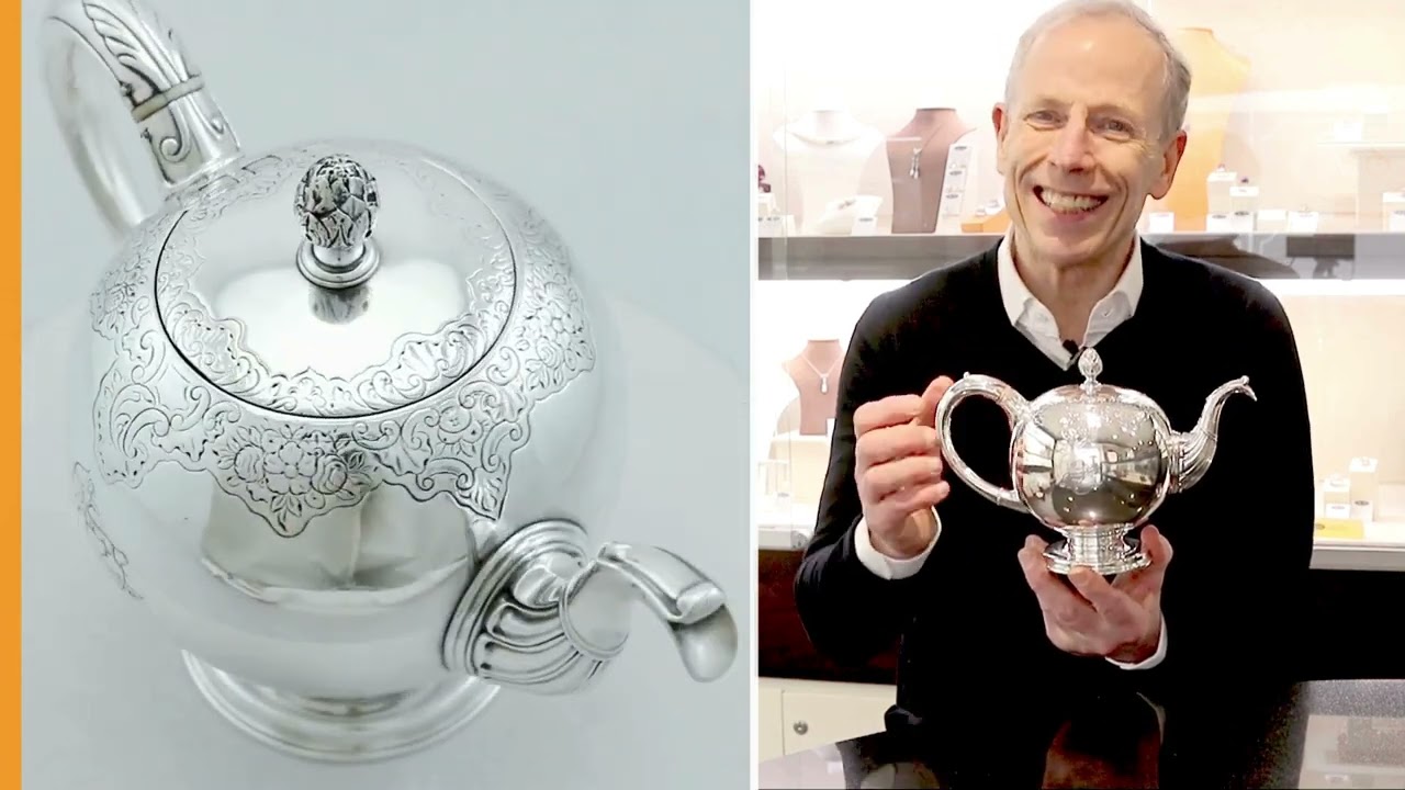 SCOTTISH STERLING SILVER TEAPOT - ANTIQUE GEORGE II