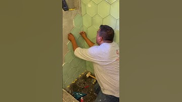 Bathroom Shower Tile Installation (8x8 porcelain hexagon) #tiling #tile #tilesetter #construction