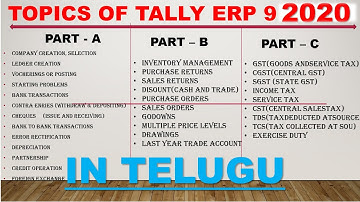 TALLY ALL TOPICS in Telugu Tally in Telugu Complete Tally topics covered tally erp 9 in telugu