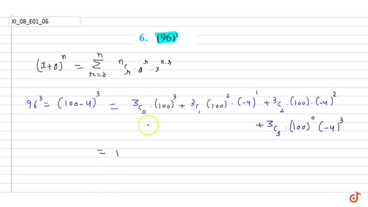 using-binomial-theorem-evaluate-96-3-youtube