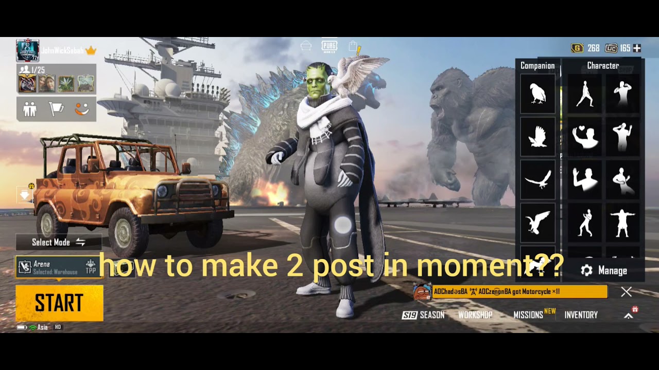 Make 2 post in moment pubg