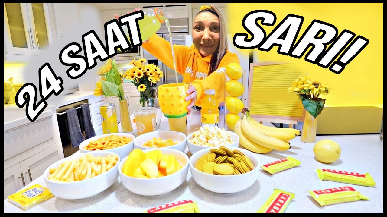 24 SAAT HER ŞEY SARI CHALLENGE! **SARI YEMEKLER SARI TELEFON SARI SAAT** Dobişko Tv