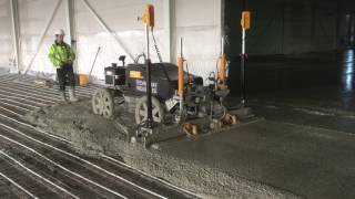 Masterscreed MS550 - extreme level control working on single layer mesh with heating pipes.