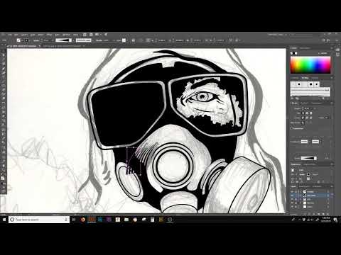 ADOBE ILLUSTRATOR TIME LAPSE | PTSD HEALING | HEALING ART with GAS MASK