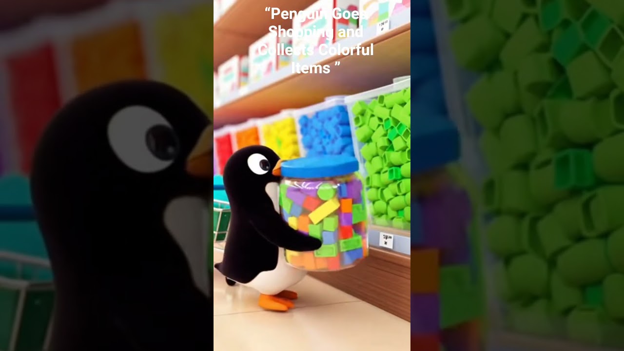 Penguin Goes Shopping and Collects Colorful Items 