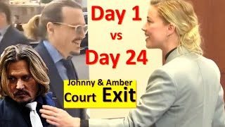 Johnny Depp & Amber Heard Leaving Court - First Day vs Last Day Fan Reaction | Day 1 vs Day 24