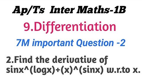 inter-IB Maths ||9.Differentiation || Ap & Ts 7M important Questions|| inter 1st year maths  maths1B