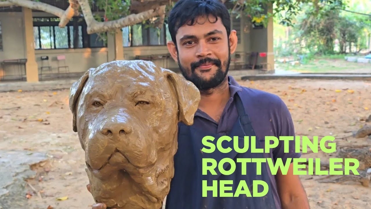 බල්ලෙකුගේ මුහුණක් හැදුව හැටි | How to sculpt a dog head