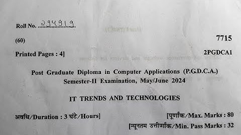 PGDCA | IT TRENDS & TECHNOLOGIES | 2ND SEMESTER | MCU | QUESTION PAPER | 2024