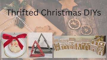 Thrifted Christmas DIYs. Santa Ornaments, Christmas Trees, and Gingerbread Houses
