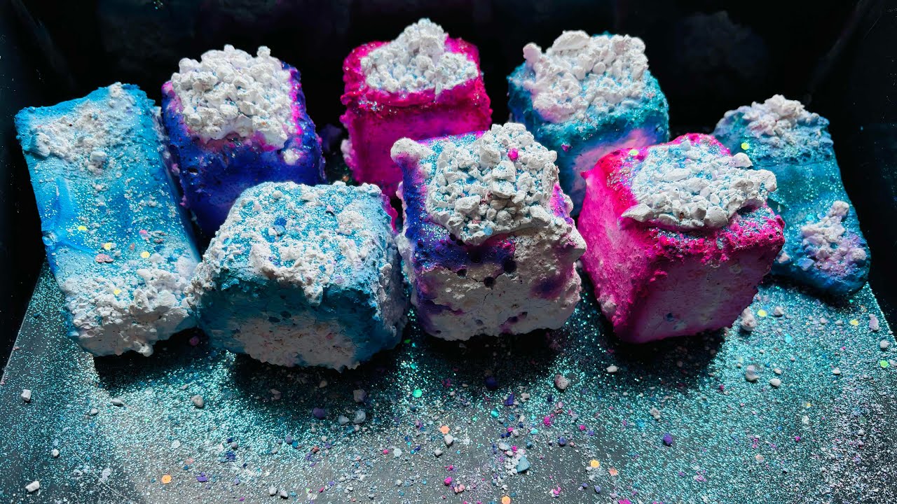 Pasted dyed fresh gym chalk cubes and pieces + pasted reforms crush ...